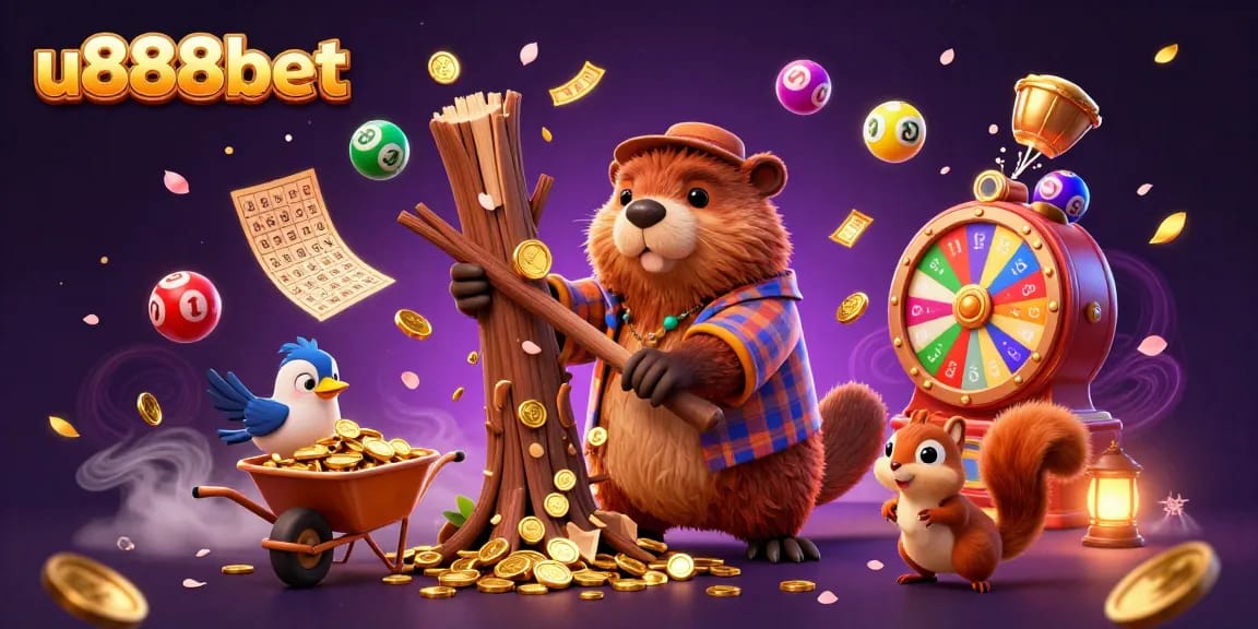 Experience u888bet's thrilling casino atmosphere with a vibrant, illustrated scene of fun and excitement.