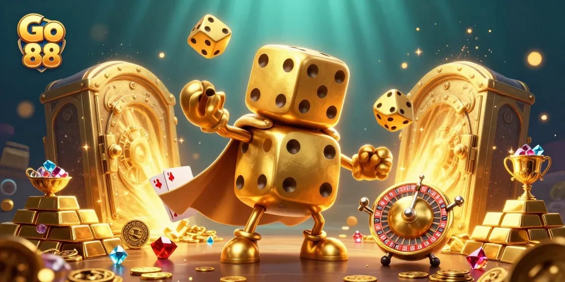 Engage in thrilling gameplay at Go 88, featuring vibrant casino characters and treasures.