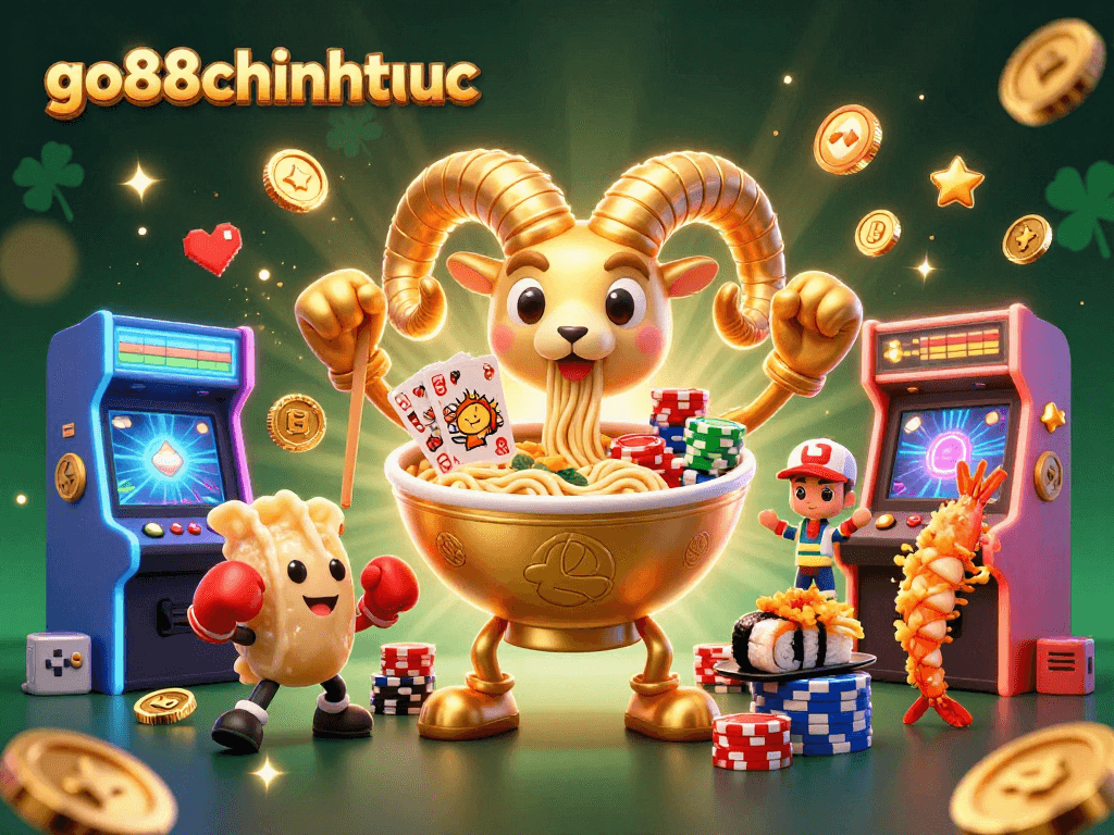 go88chinhthuc features colorful 3D cartoon characters dealing cards in a lively casino atmosphere.