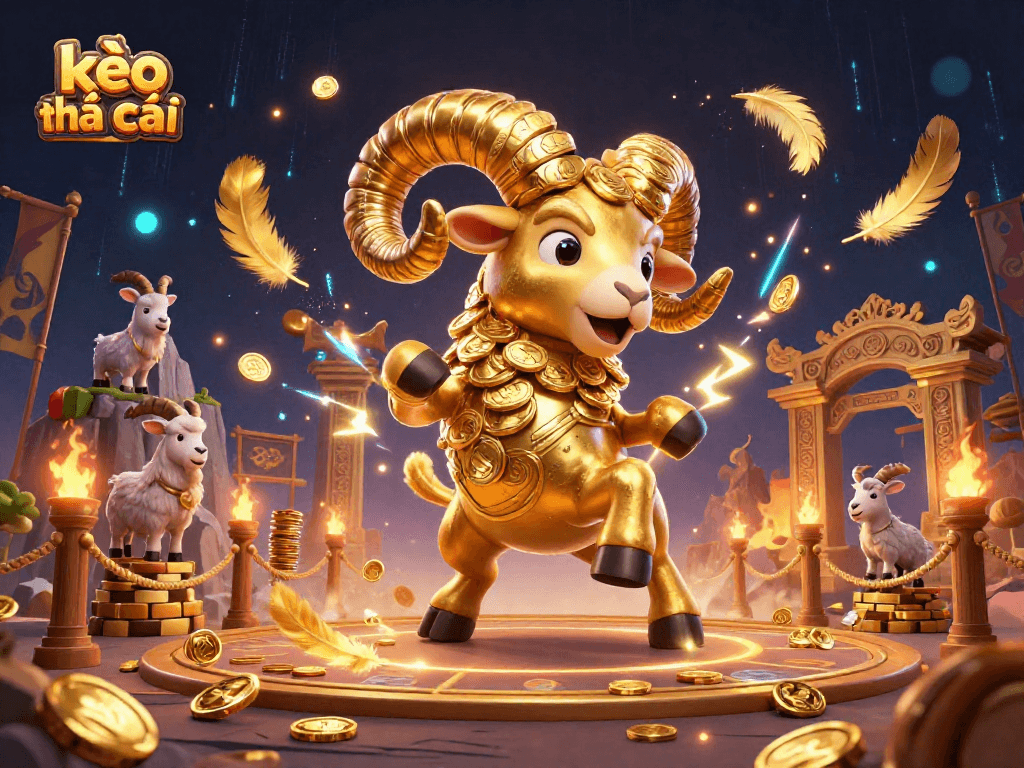 Engage with kèo nhà cái through thrilling 3D illustrations of a casino showdown with massive golden ram.