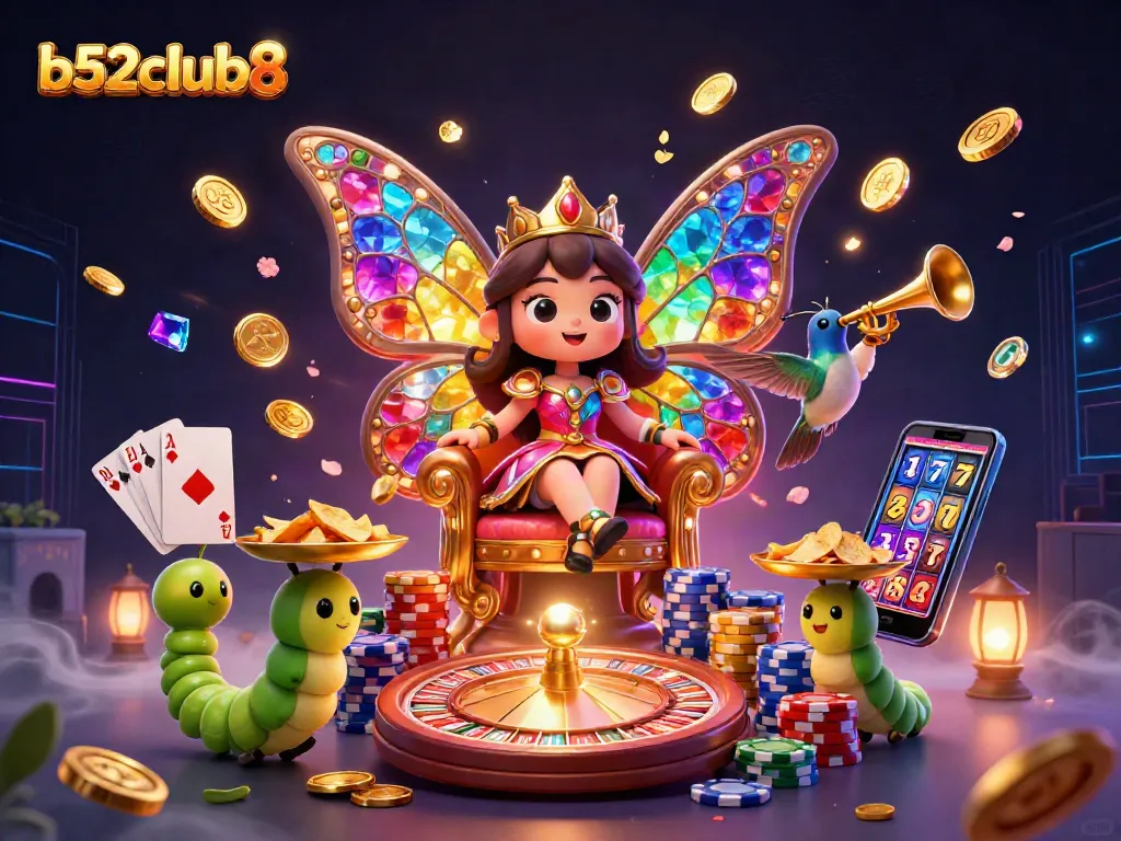 Engage with vibrant b52club8 gaming scenes featuring detailed characters and dynamic casino elements.