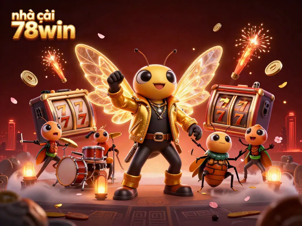 Experience thrilling games at nhà cái 78win with vibrant slot reels and a dynamic rock star theme.