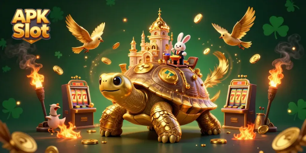 Spin the APK Slot for a chance at a jackpot in this dynamic casino scene.