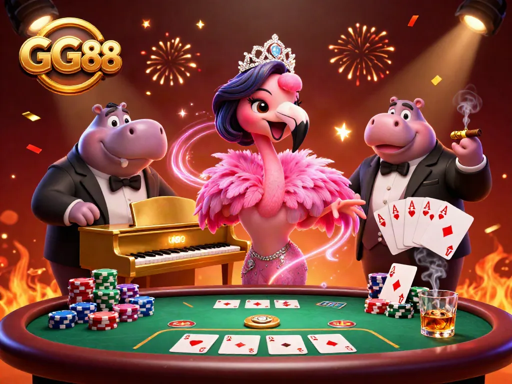 Experience the vibrant GG88 casino atmosphere with our engaging 3D illustration of lively characters and exciting game elements.
