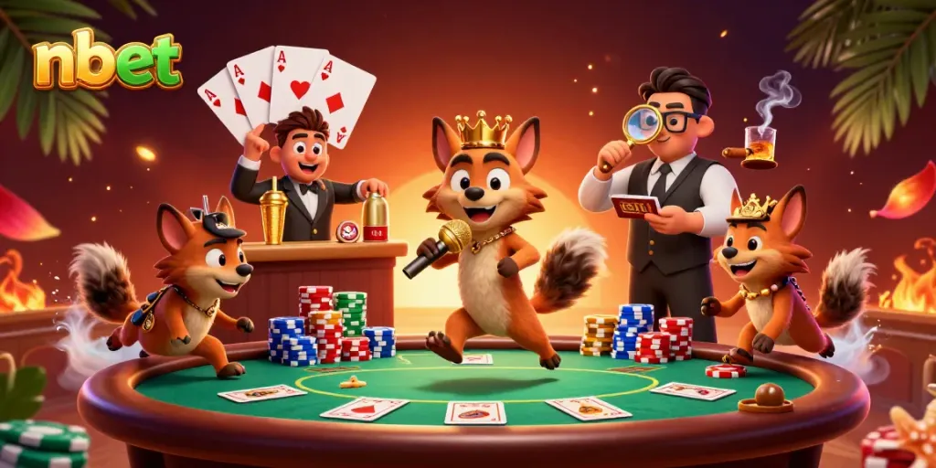 Experience vibrant gaming action at nbet's comedy casino featuring cartoon hyenas.