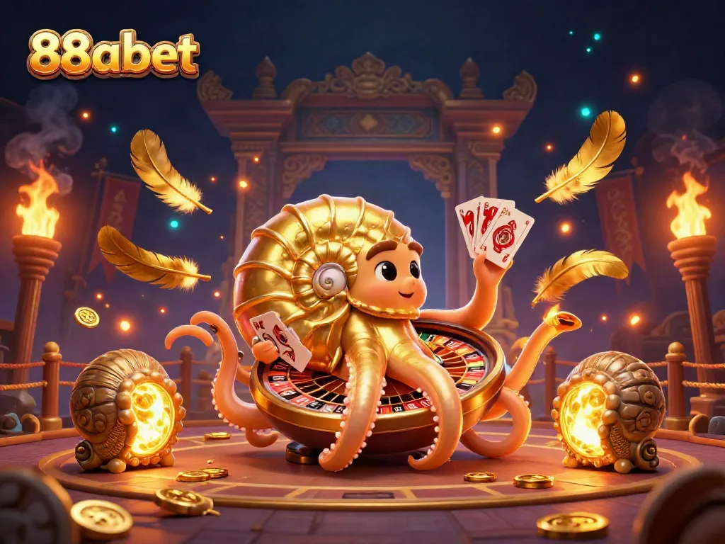 Engage in the thrilling world of 88abet with a giant nautilus roulette wheel and glowing ammonite companions.