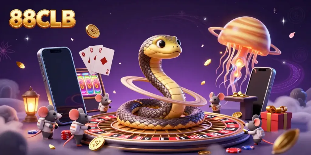 Experience thrilling bets at 88CLB with a cosmic roulette scene featuring playful astronaut mice.