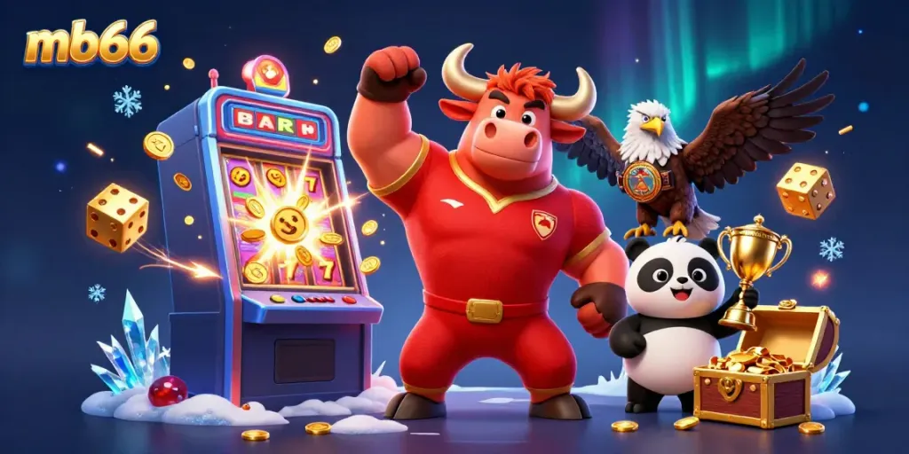 Experience winning moments with mb66, featuring vibrant characters and exciting casino elements.