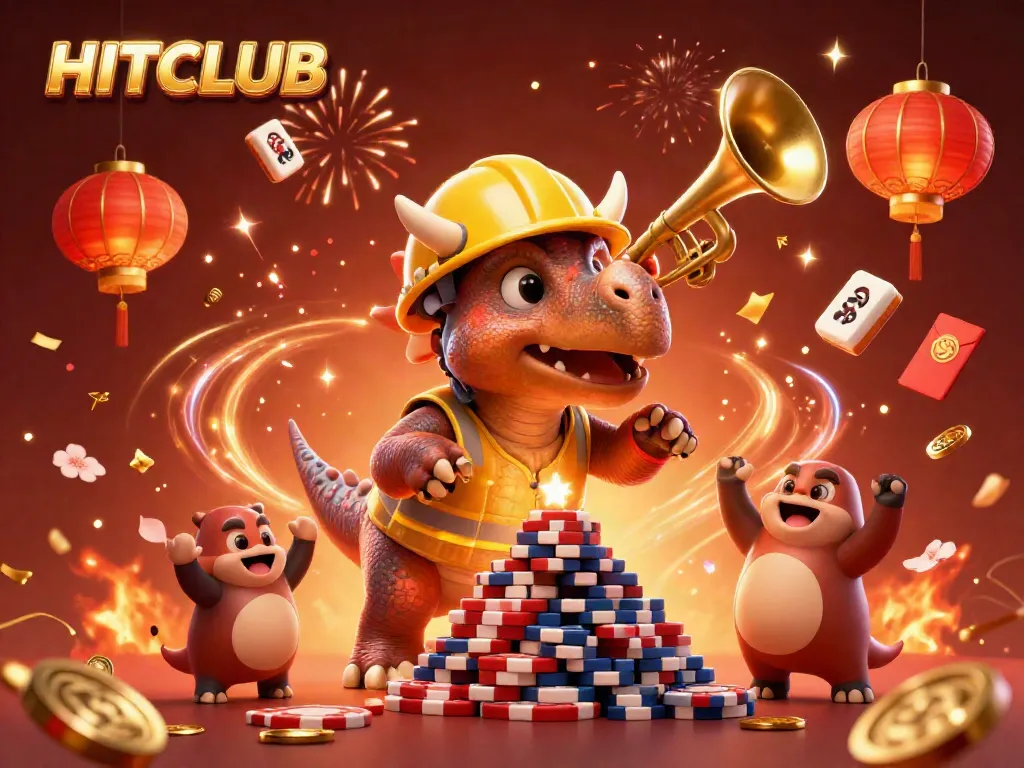 Experience the thrill of HITCLUB with vibrant 3D characters celebrating at a casino event.
